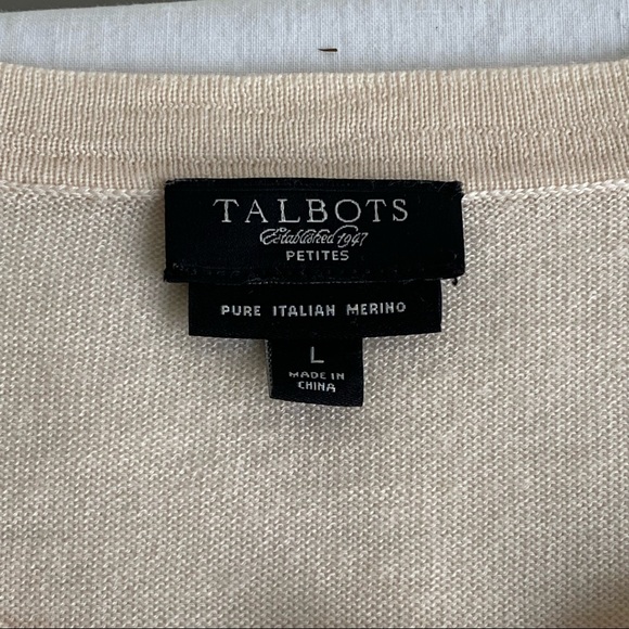 Talbots Cream Merino Wool Ruffle Cardigan Sweater - Picture 9 of 13